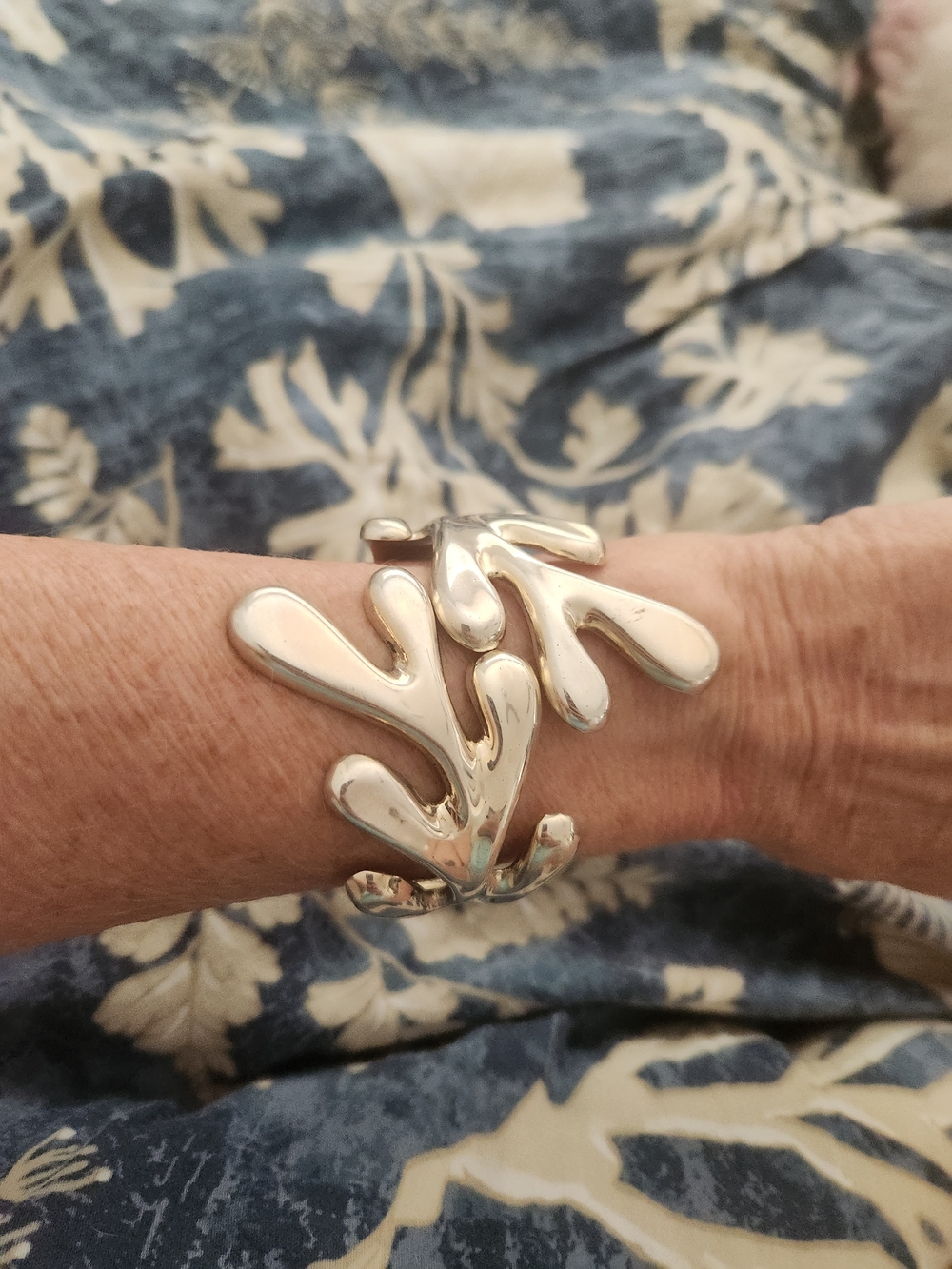 Taxco Sterling Silver Abstract Coral/leaf Cuff Bracelet - Picture 2 of 9